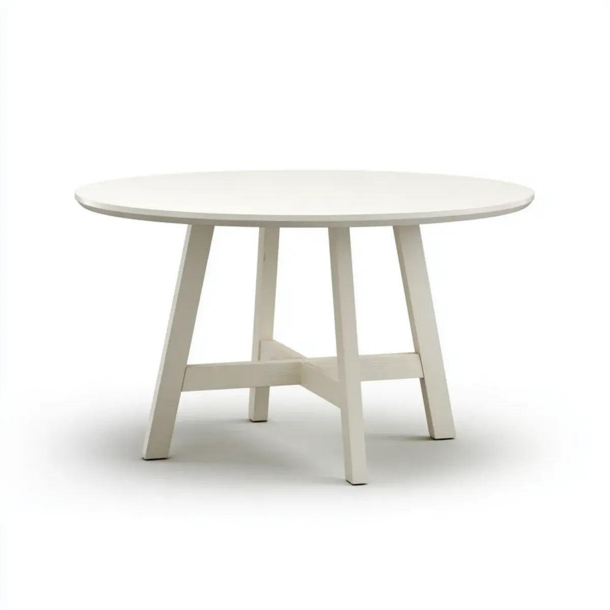 Table à manger ronde blanche Ø 120 x H 75 cm en MDF et bois massif