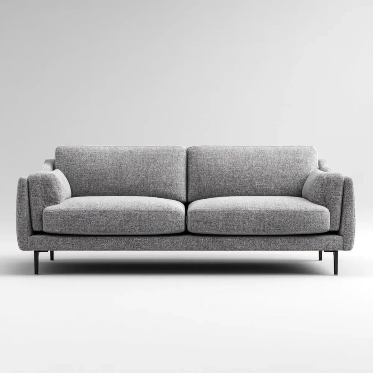 Canapé droit 3 places gris en polyester avec pieds en acier 210 x 90 x 85 cm