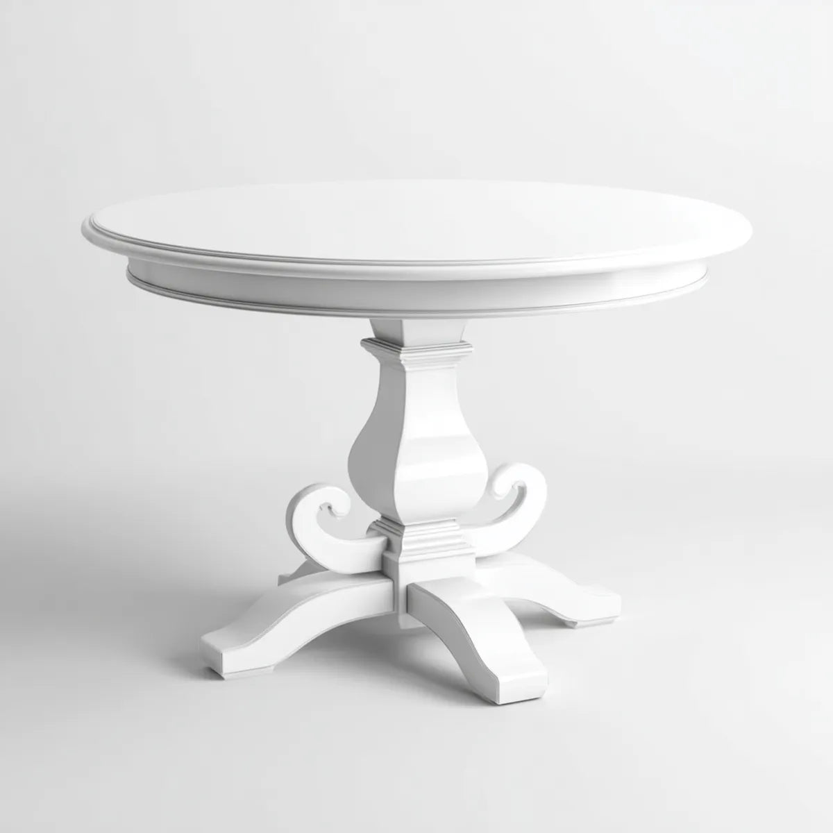 Table à manger ronde blanche 120 x 120 x 75 cm en MDF laqué sur pied central