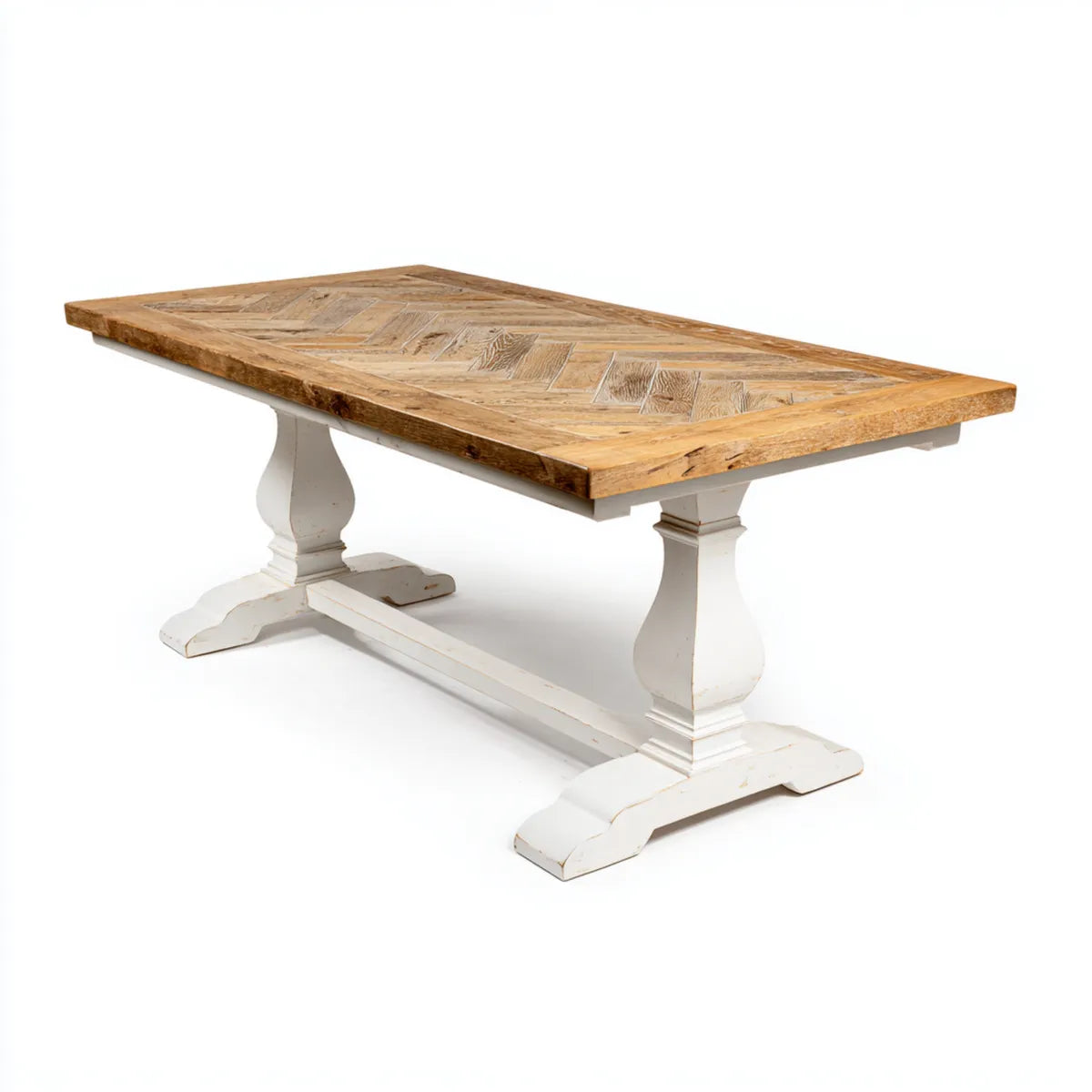 Table à manger rectangulaire bicolore en bois massif recyclé 180 x 90 x 76 cm