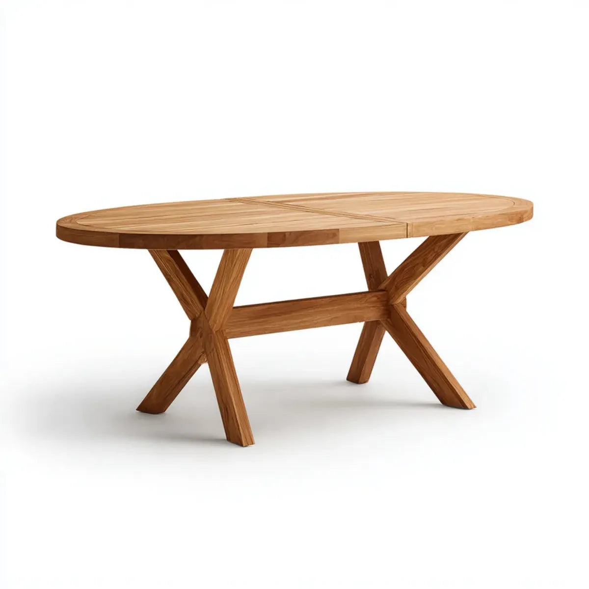 Table à manger extensible ovale naturelle 200 x 100 x 75 cm en acacia massif