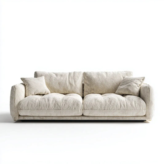 Canapé droit 3 places écru 230 x 100 x 85 cm en polyester bouclé