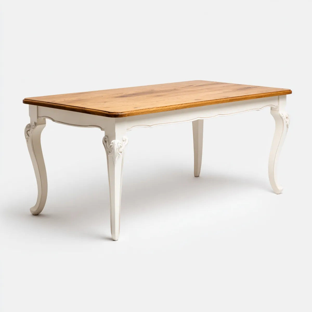 Table à manger rectangulaire blanc et naturel 150 x 90 x 78 cm en pin massif et peuplier massif