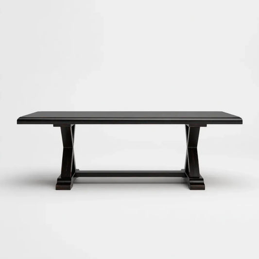 Table à manger rectangulaire noire 180 x 90 x 76 cm en bois massif