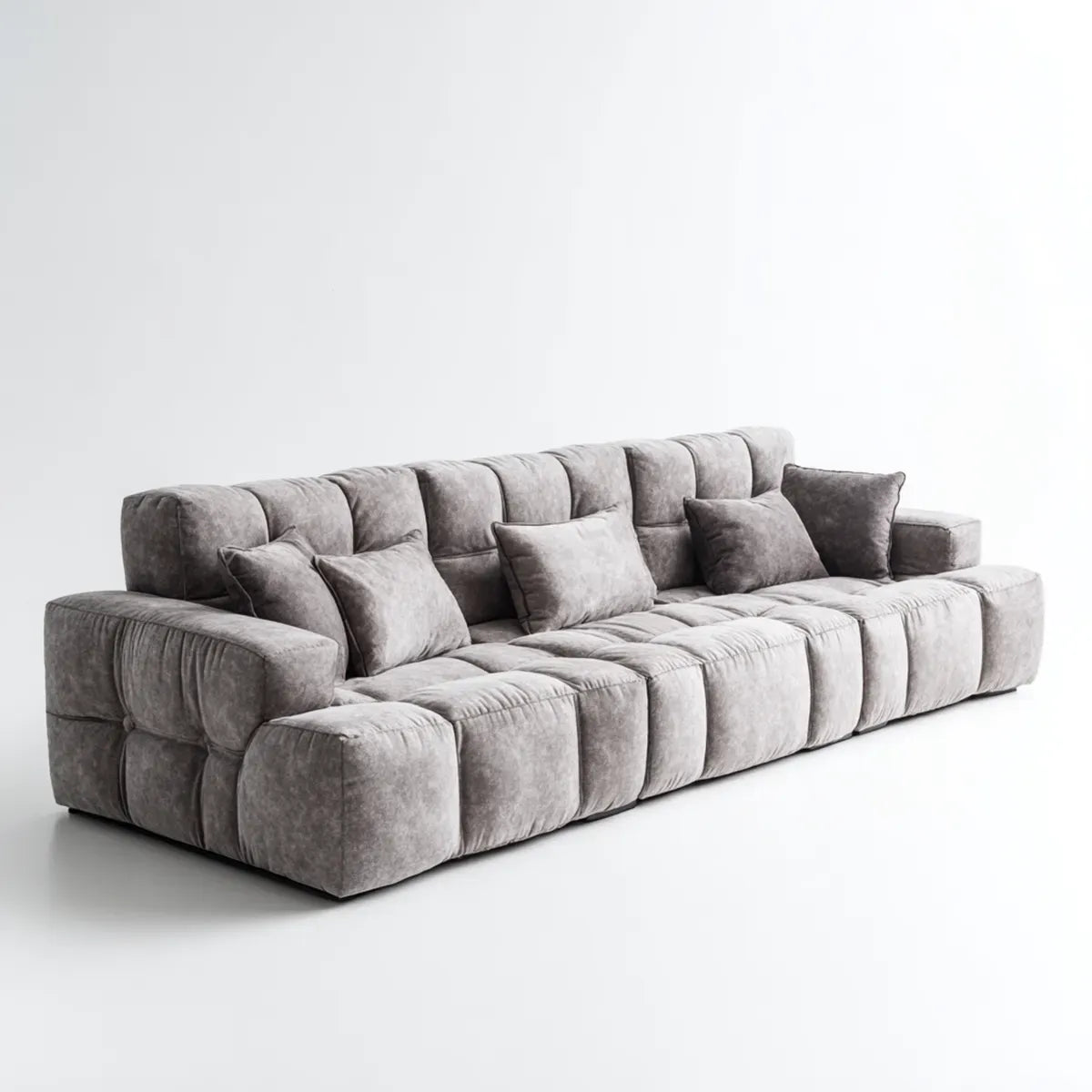 Canapé droit 4 places gris en polyester 300 x 105 x 78 cm