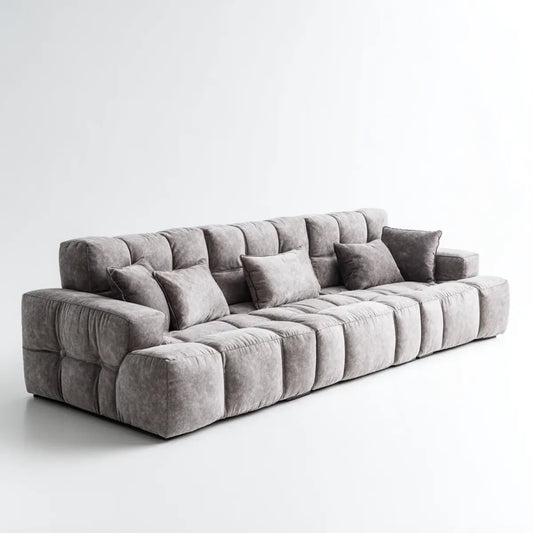 Canapé droit 4 places gris en polyester 300 x 105 x 78 cm