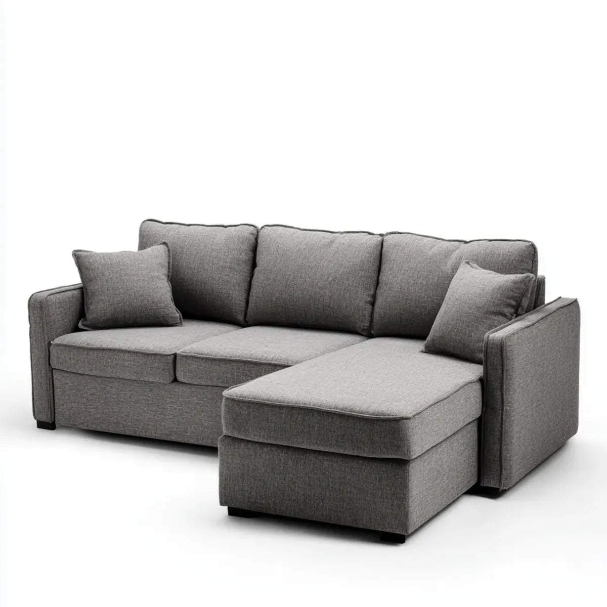 Canapé d’angle réversible gris en polyester 225 x 145 x 85 cm avec méridienne