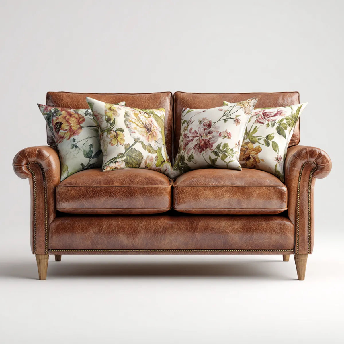 Canapé 2 places droit marron 170 x 90 x 92 cm en cuir synthétique PU