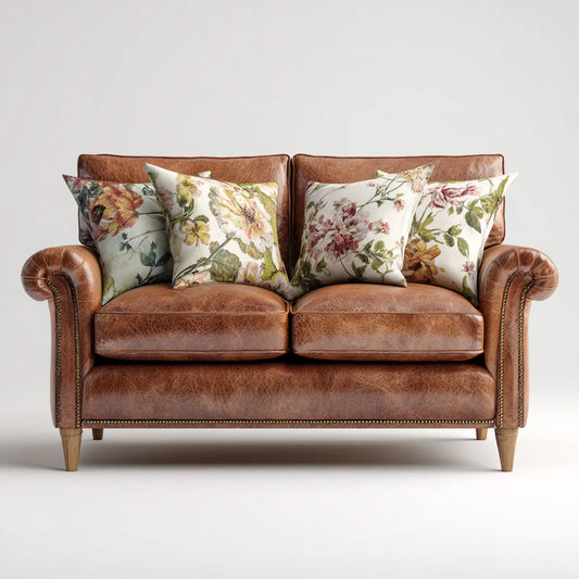 Canapé 2 places droit marron 170 x 90 x 92 cm en cuir synthétique PU