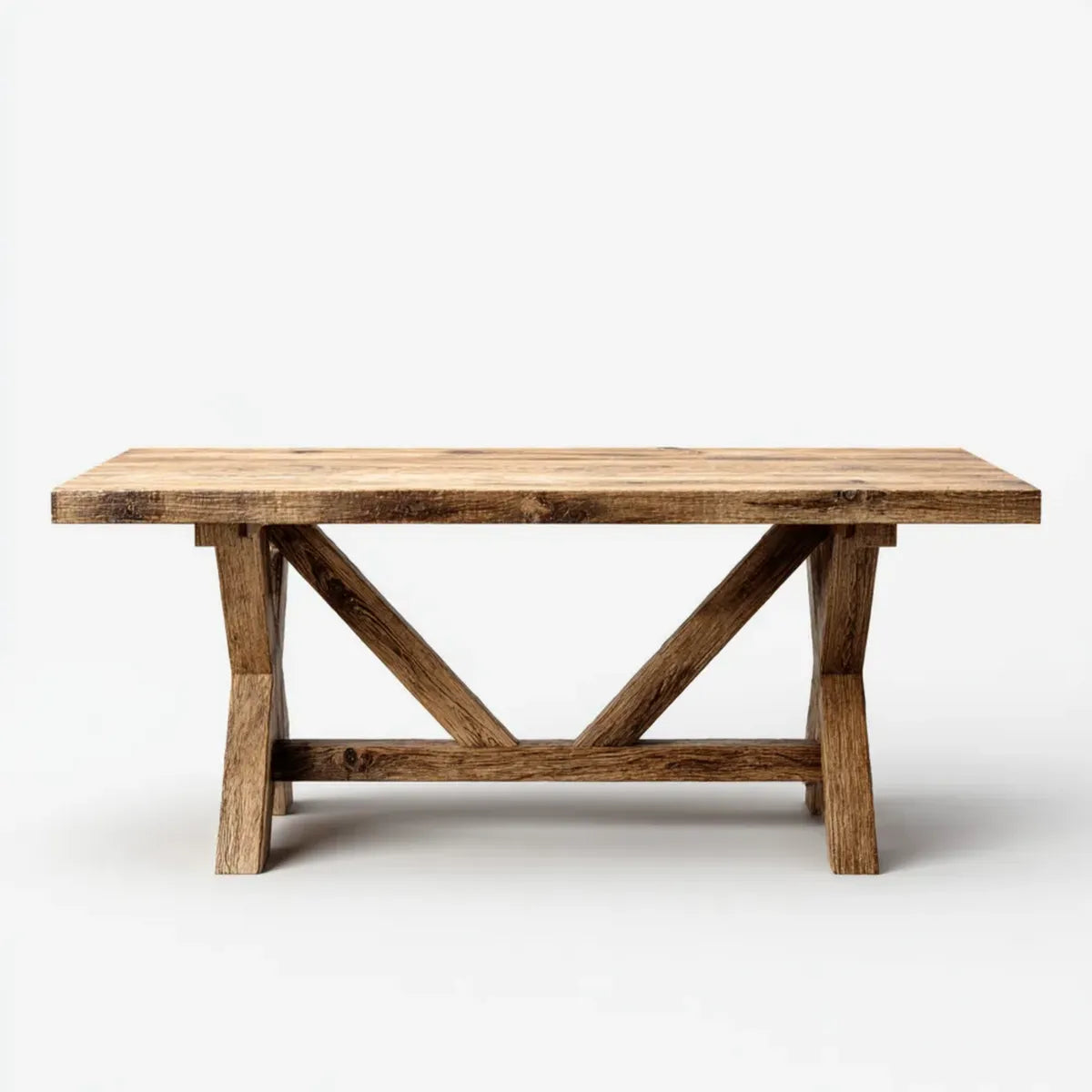 Table à manger rectangulaire marron en bois massif 180 x 90 x 76 cm