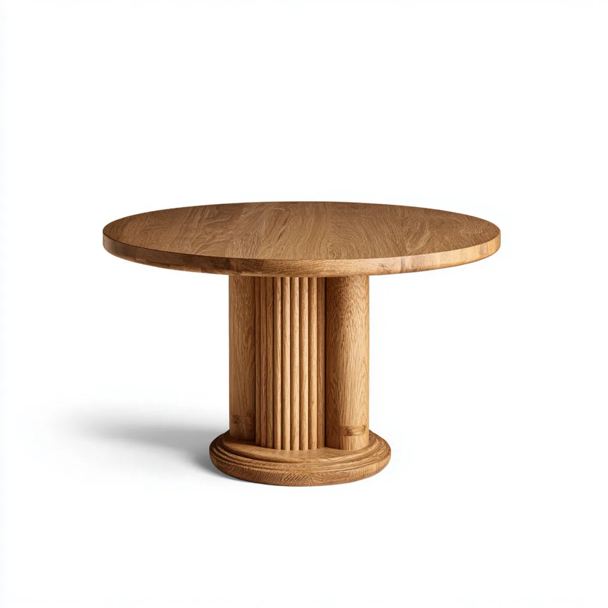 Table à manger ronde marron en chêne massif Ø 120 x H 75 cm