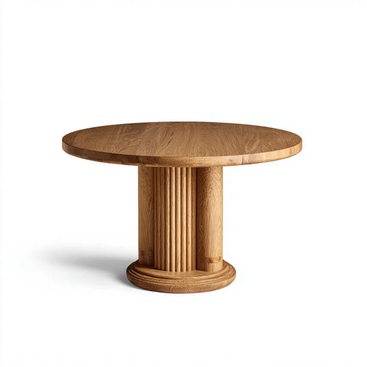 Table à manger ronde marron en chêne massif Ø 120 x H 75 cm