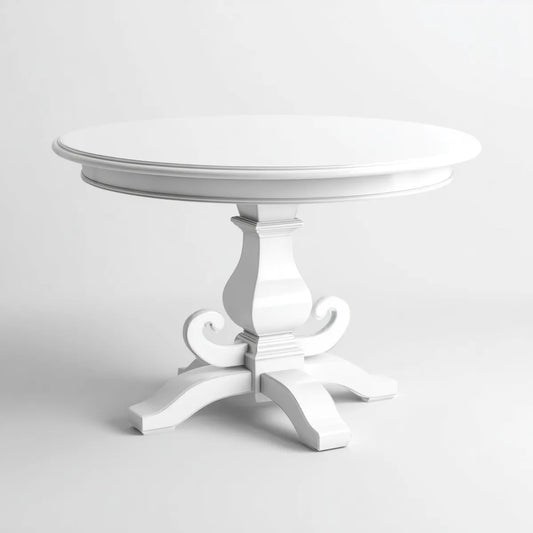 Table à manger ronde blanche 120 x 120 x 75 cm en MDF laqué sur pied central