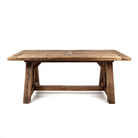 Table à manger rectangulaire marron en bois massif recyclé 180 x 90 x 76 cm
